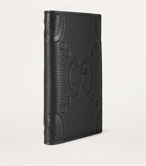 Jumbo GG passport case in Black Leather 